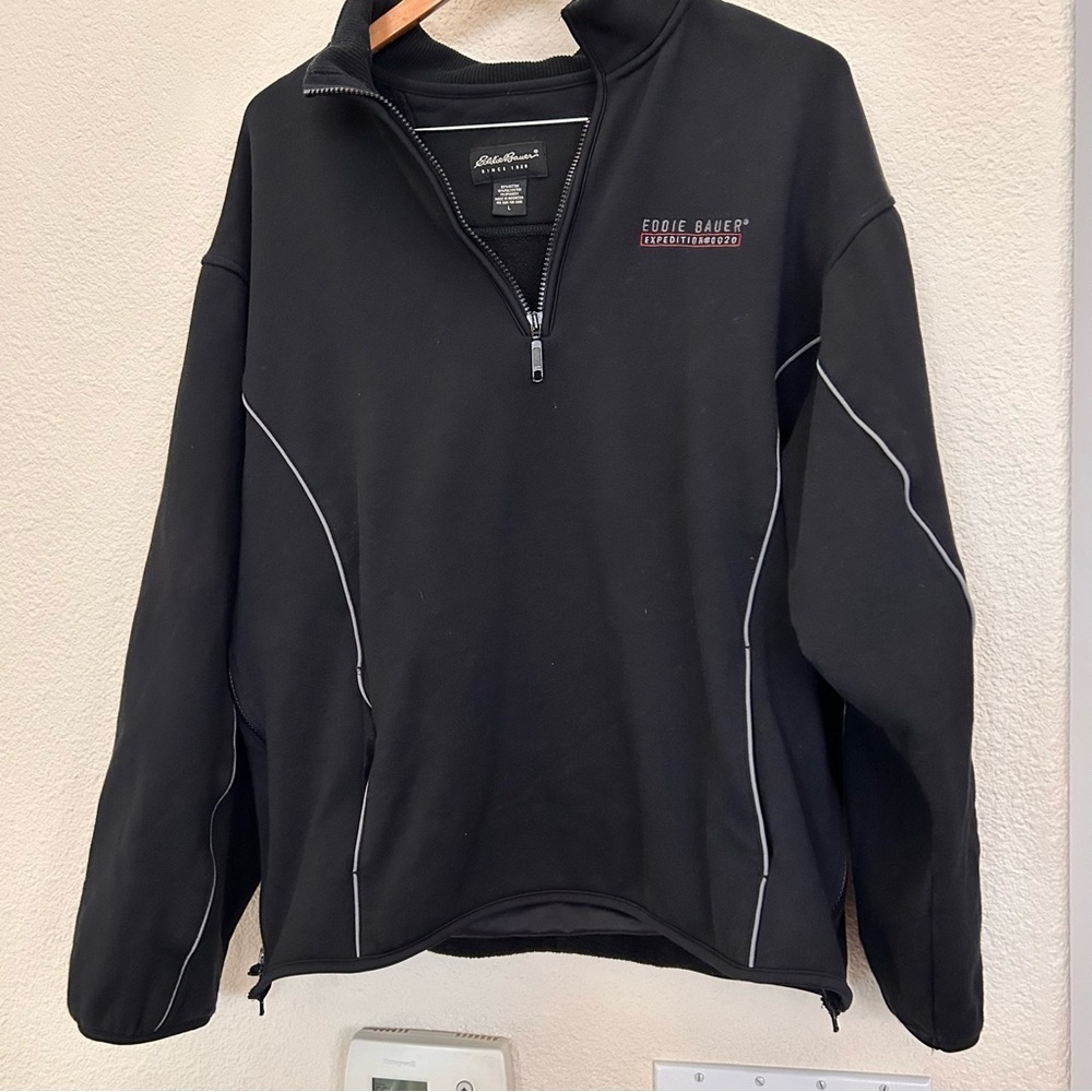 Eddie Bauer Expedition 1/4-Zip Fleece Pullover black size large